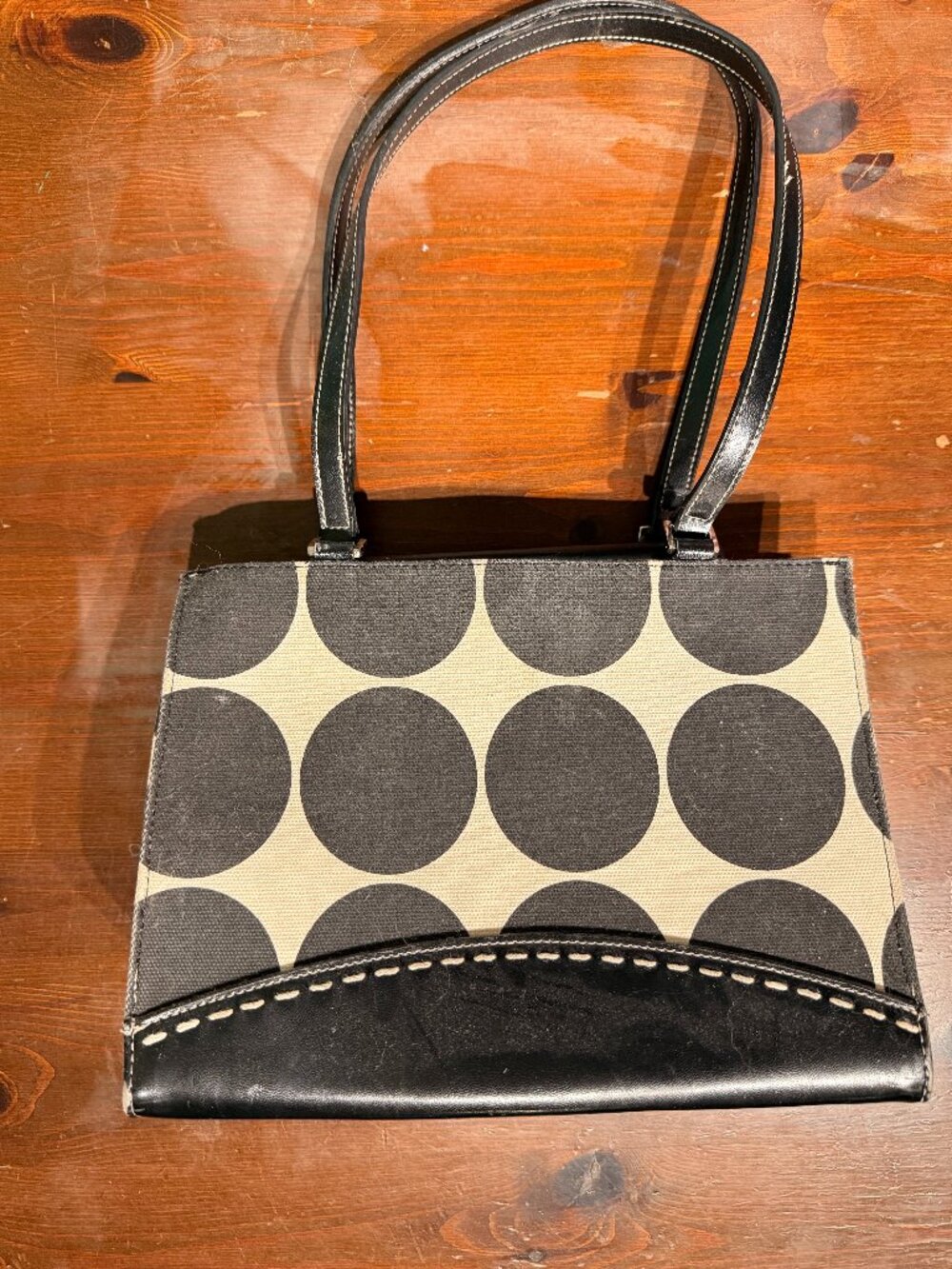 Medium Black and White Purse Large Polka Dots